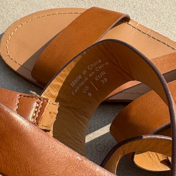 Tan Strappy Flat Sandals - Picture 4 of 5